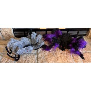 Set of 2 Halloween Fuzzy Spiders - Posable!